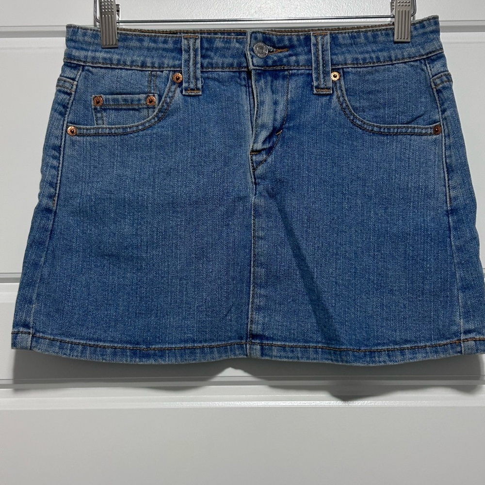Levi's Blue Denim Mini Skirt with Copper Rivets